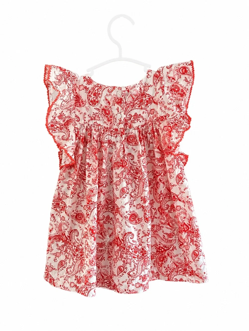 Janie and Jack 12-18M Red Paisley Flutter Sleeve Cotton Dress EUC